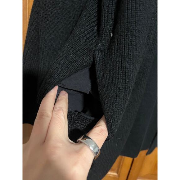 Lululemon Women's Merino Wool-Blend Ribbed Long Wrap Cardigan Sweater Black SZ 8 - Picture 5 of 9